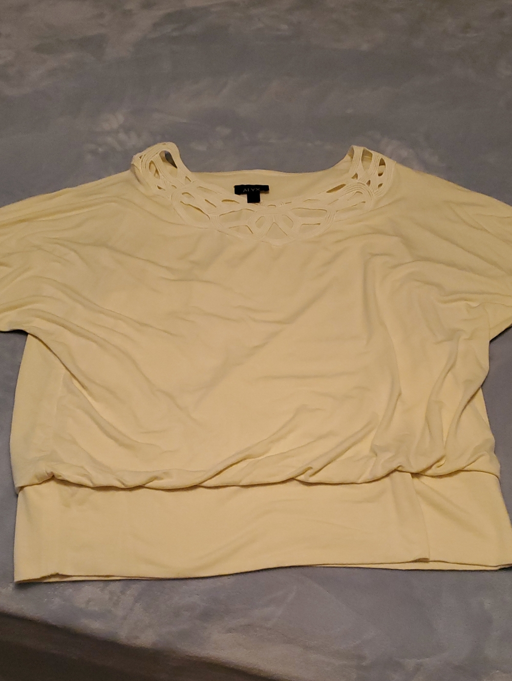 ALyx Women's Light Yellow Cutout Neck Short Sleeve Top